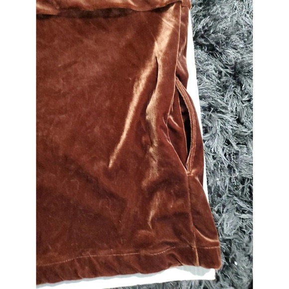Roaman's Size 1X Brown Velvet Velour 2 Pc Pockets Elastic Waist Athleisure Set - Picture 7 of 14